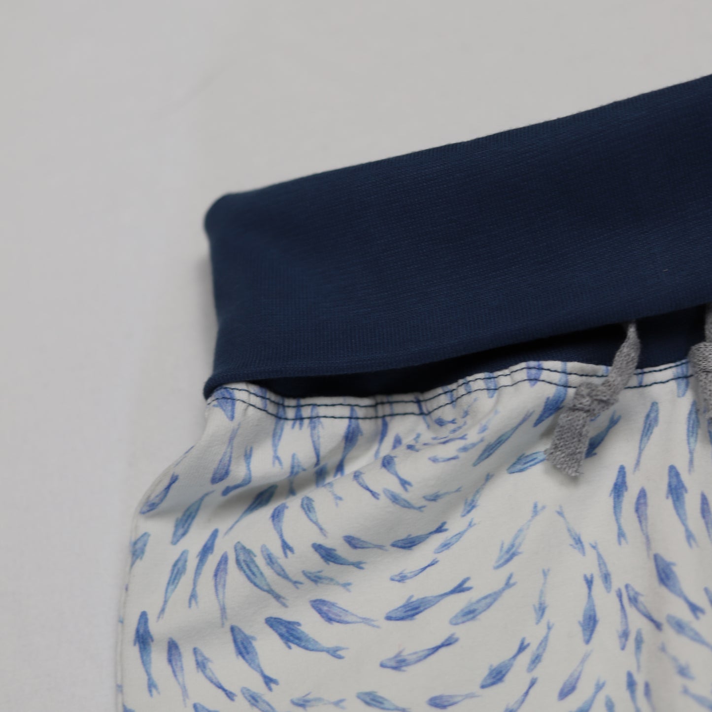 Foldover Shorts Blue Fish