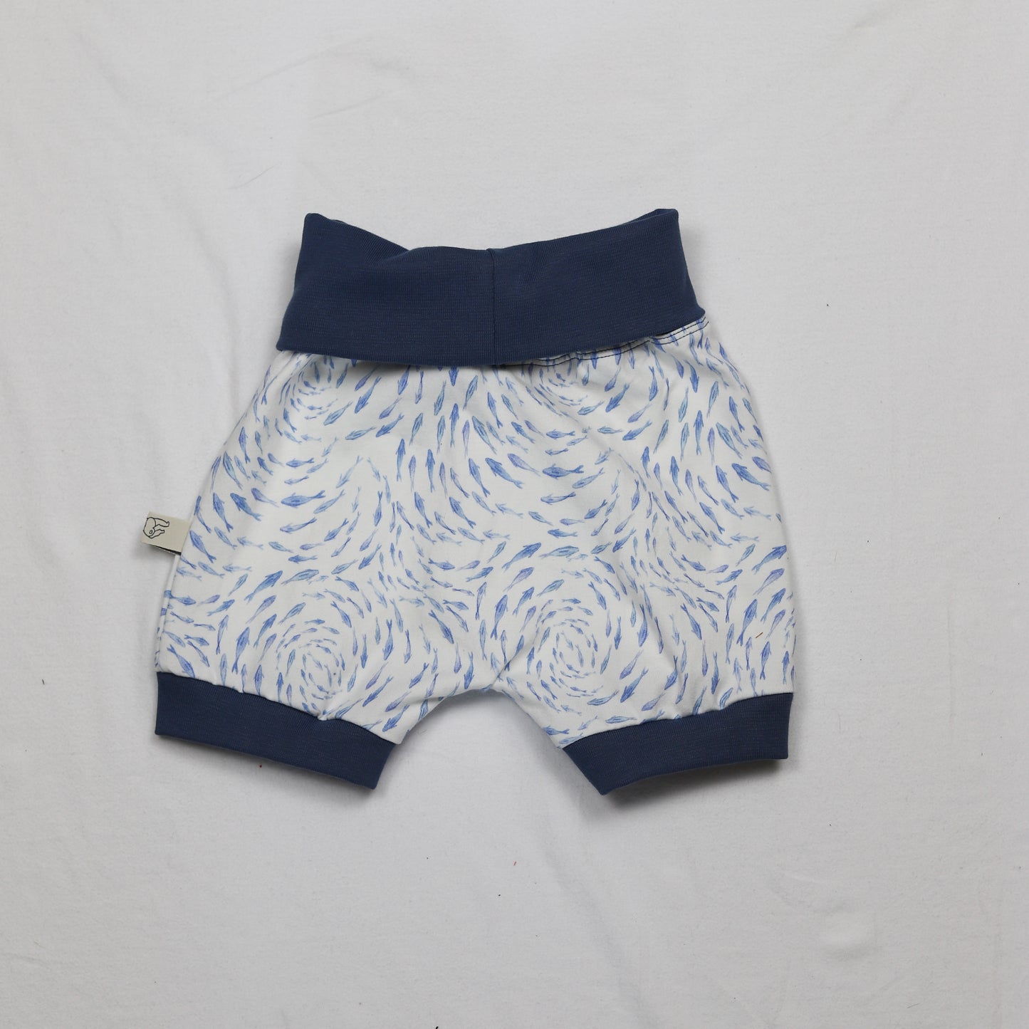 Foldover Shorts Blue Fish
