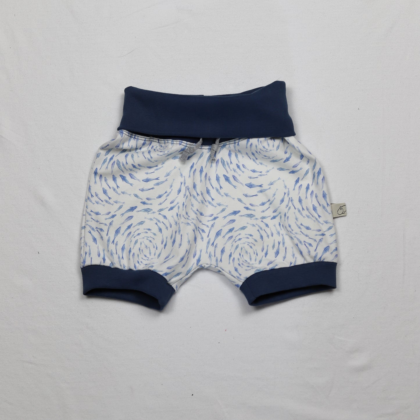Foldover Shorts Blue Fish