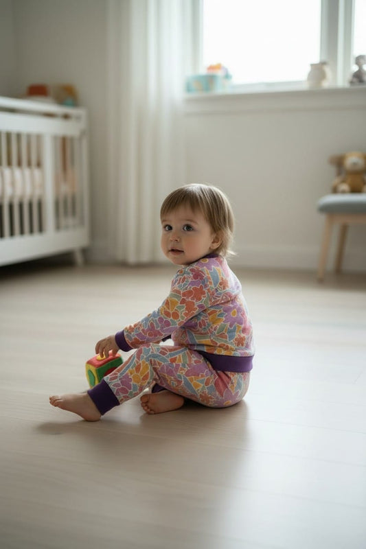 peuter in outfit voor wasbare luiers, roze unicorn