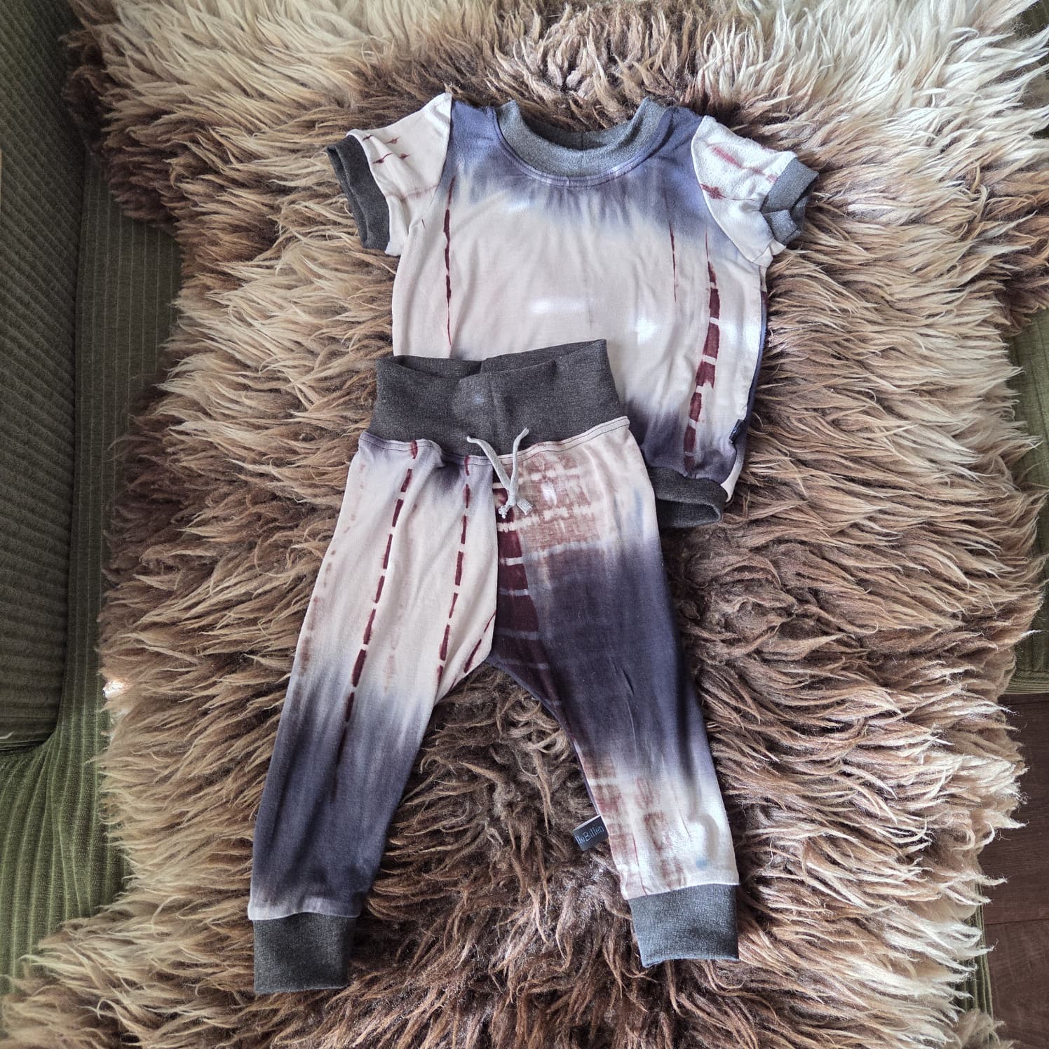 baby setje voor over wasbare luiers, handgemaakt, viscose met grijs en wit