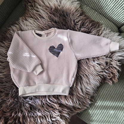 Knit katoen sweater met hartje. Uniek