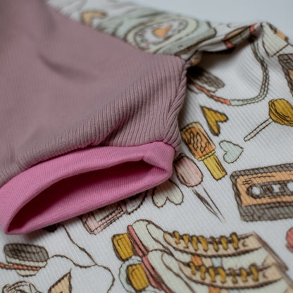 zacht boord aan T-shirt in retro print